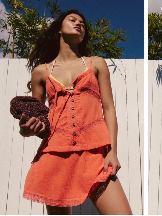 Free People Other - Free People Sundew Skirt Set Fusion Coral Sz L NWT